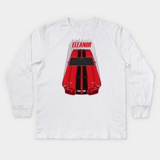 Ford Mustang Shelby GT500 Eleanor 1967 Fastback - Red and Black Stripes Kids Long Sleeve T-Shirt
